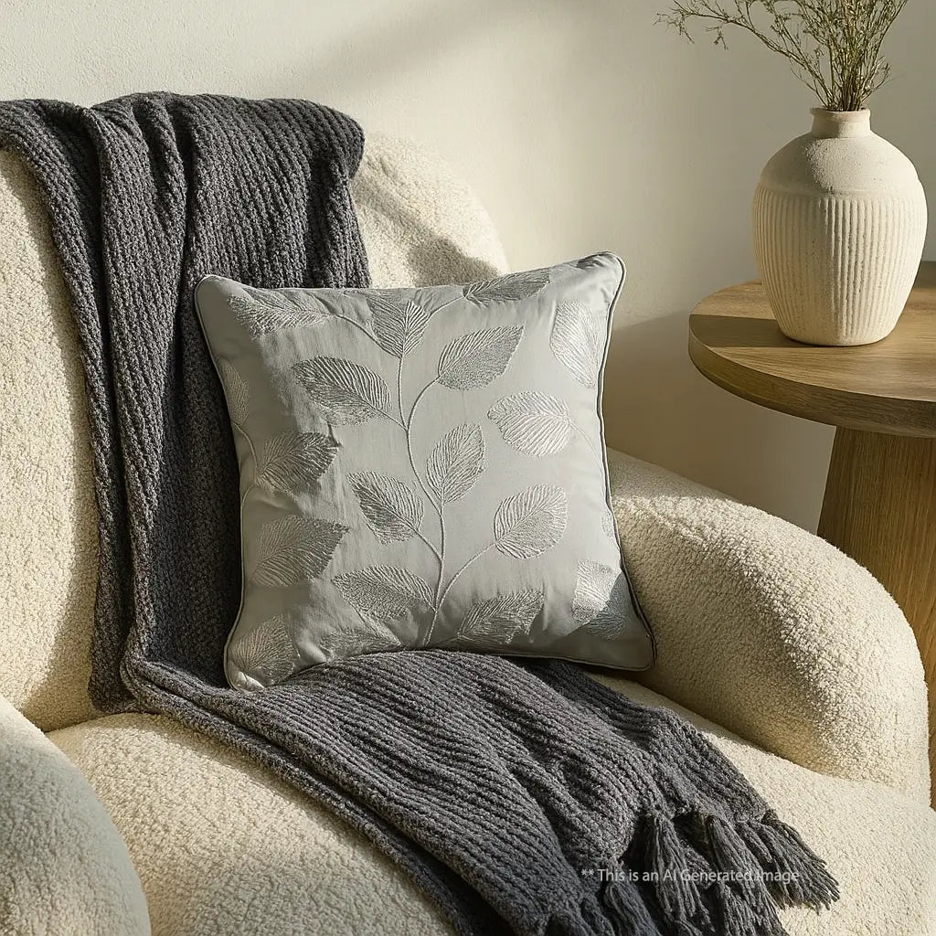 Embroidered Cushion Cover, 40cm X 40cm (16" X 16")