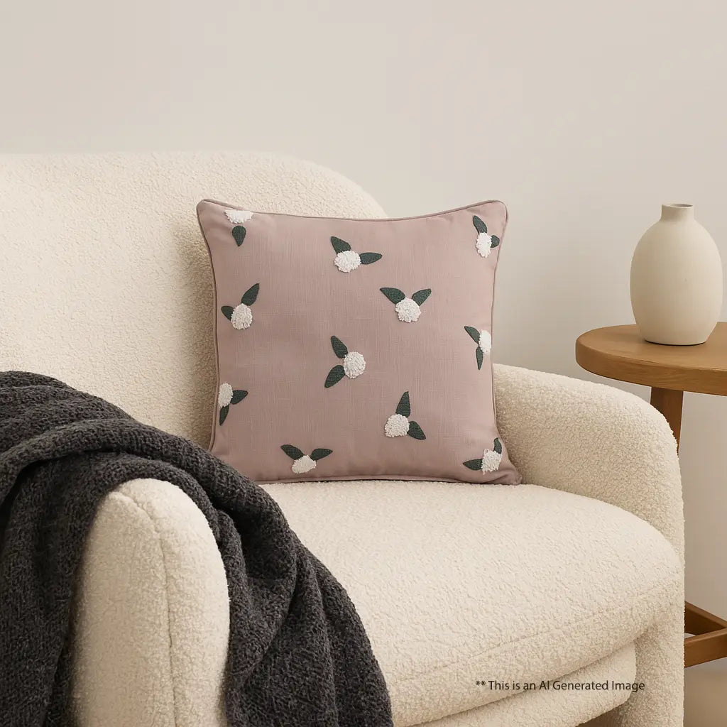 Embroidered Cushion Cover, 40cm X 40cm (16" X 16")