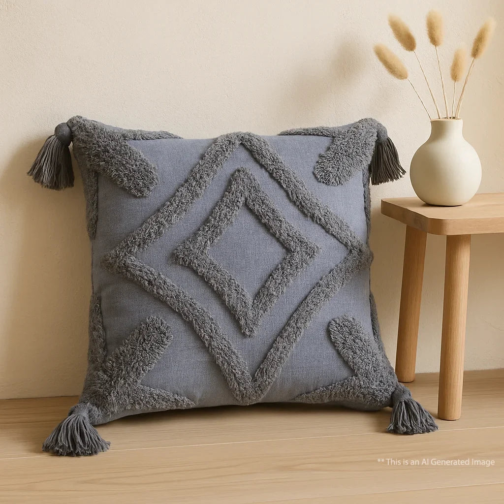 Cotton Tufted Cushion Cover, 40cm X 40cm (16" X 16")