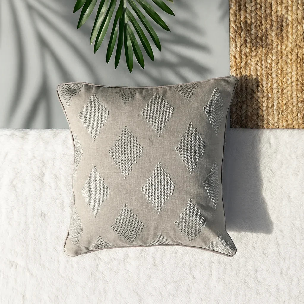 Cotton Embroidered Cushion Cover, 40cm X 40cm (16" X 16")